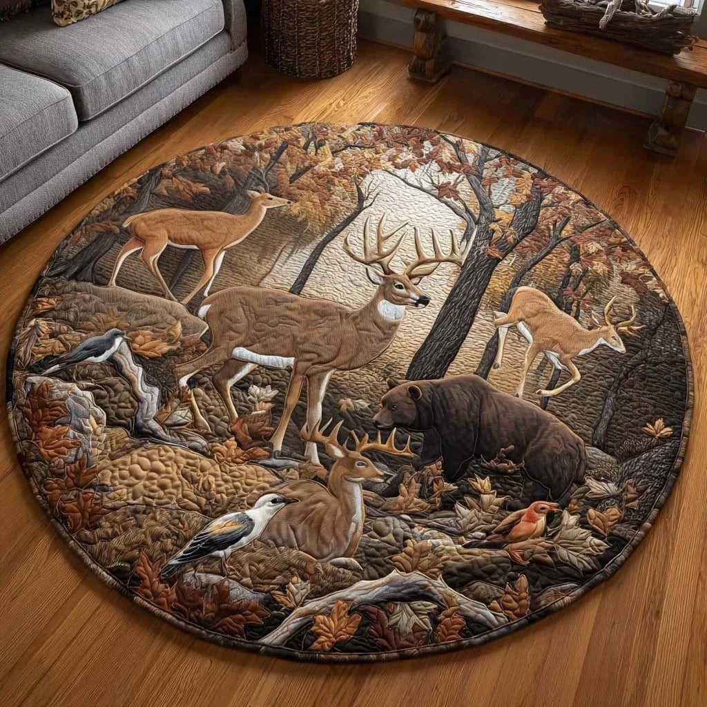 Golden Deer Quilted Round Mat