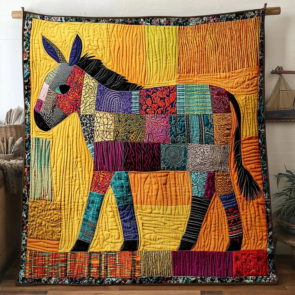 Golden Donkey Quilt Blanket