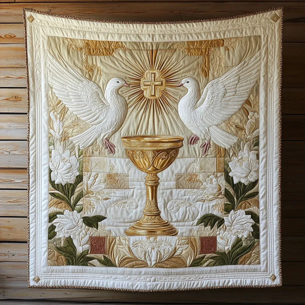 Golden Dove Quilt Blanket