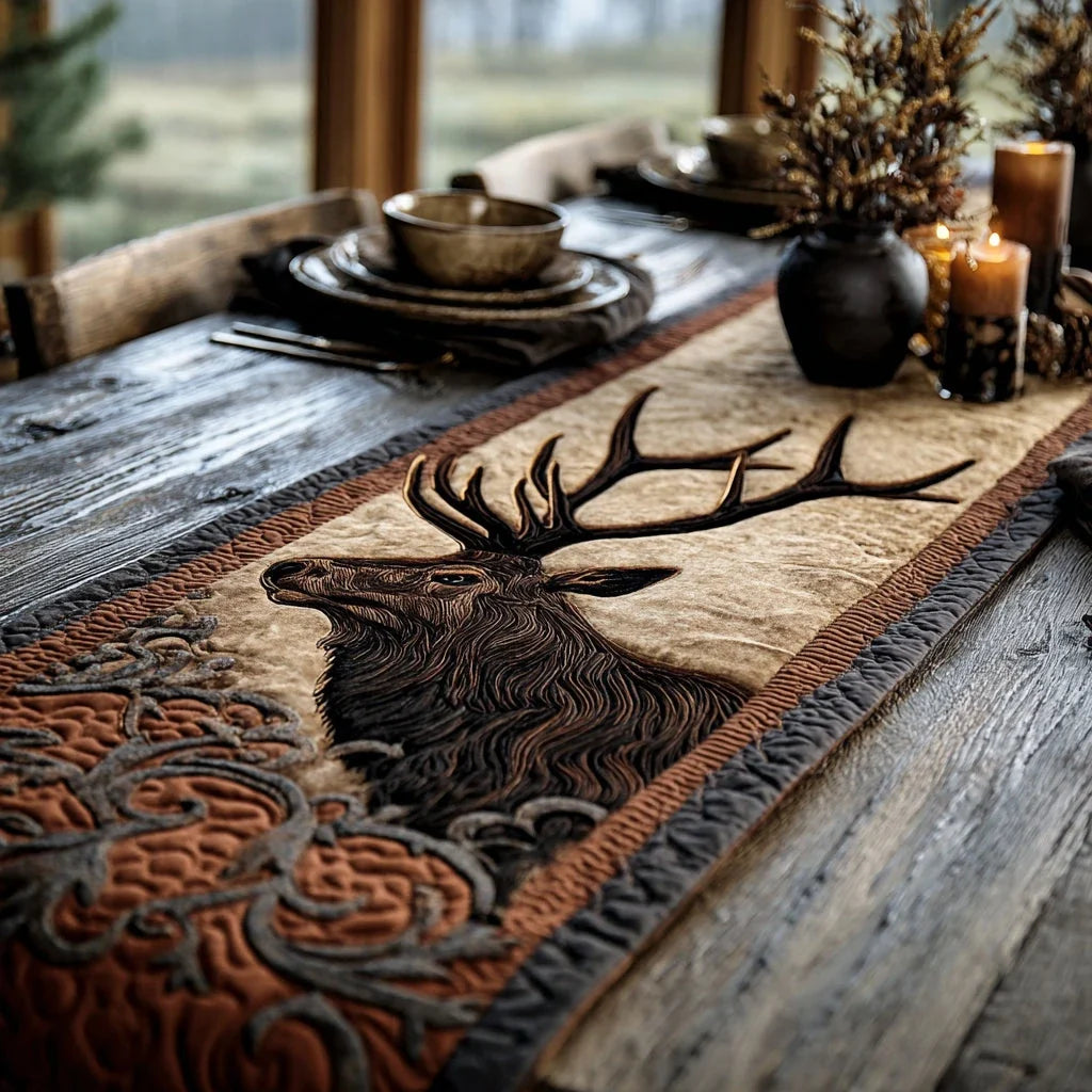 Golden Elk Quilted Table Runner