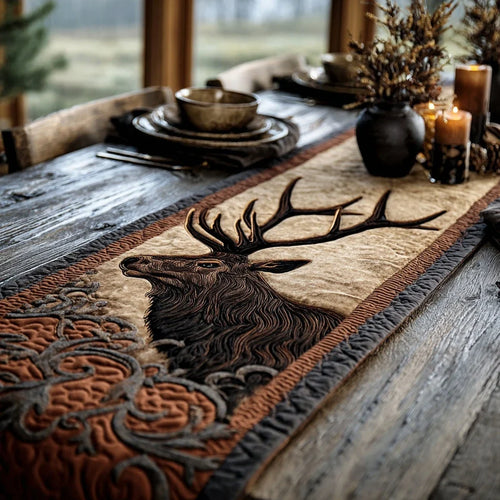 Golden Elk Quilted Table Runner