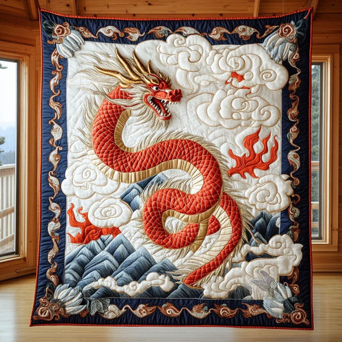 Golden Fang Serpent Quilt Blanket