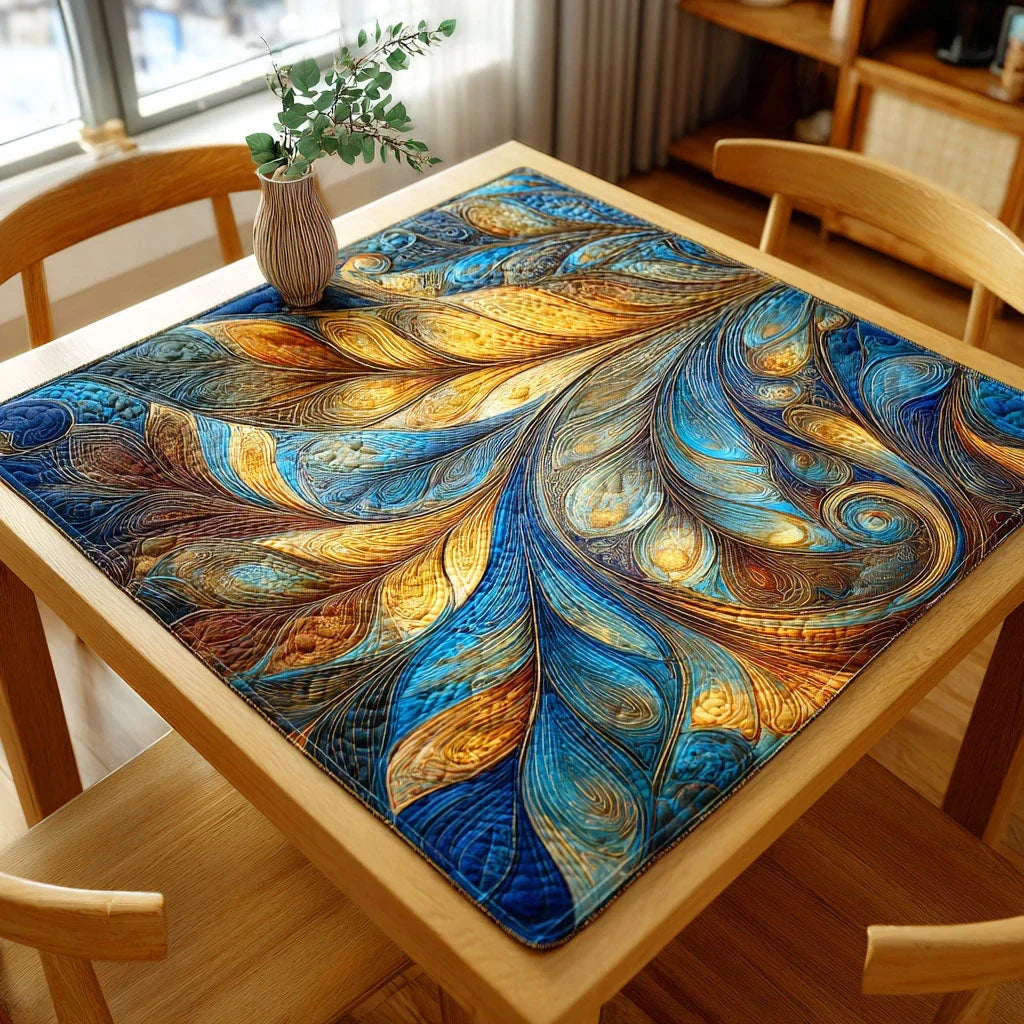 Golden Feather Quilted Table Topper