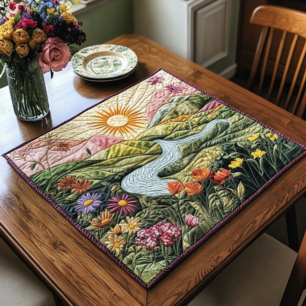 Golden Field Quilted Table Topper