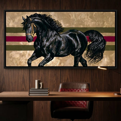 Golden Galloping Stallion Canvas Wall Art