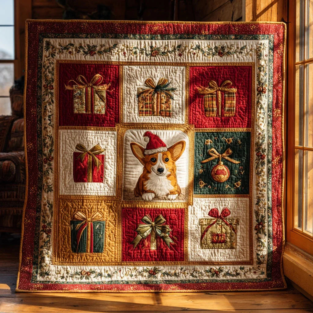Golden Gift Corgi Quilt Blanket