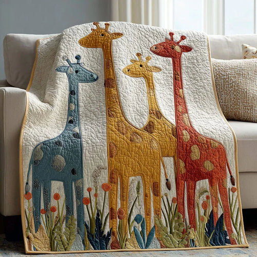 Golden Giraffe Quilt Blanket - Quilted Blanket by Wild and Way