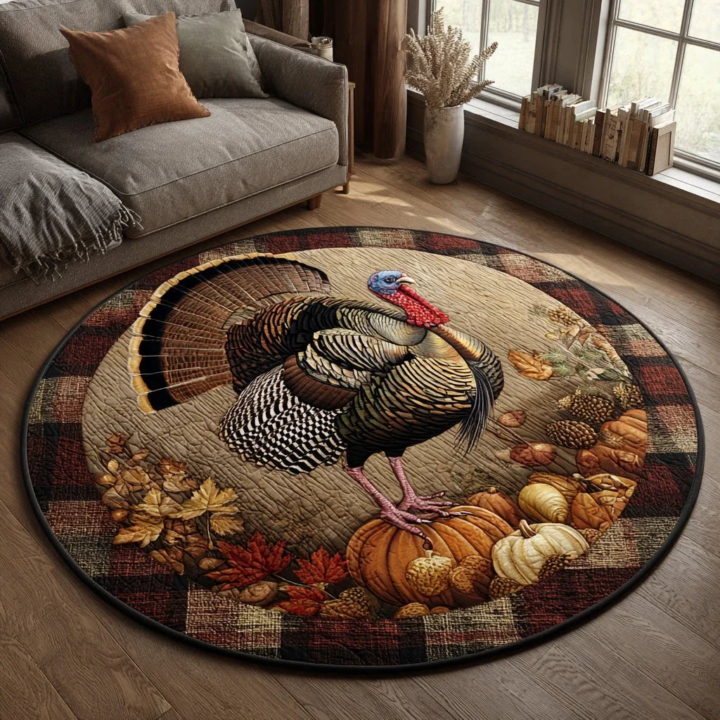 Golden Gobbler Quilted Round Mat