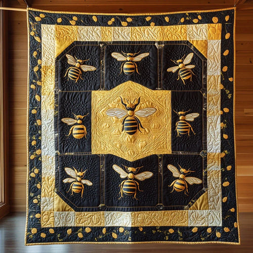 Golden Hive Quilt Blanket