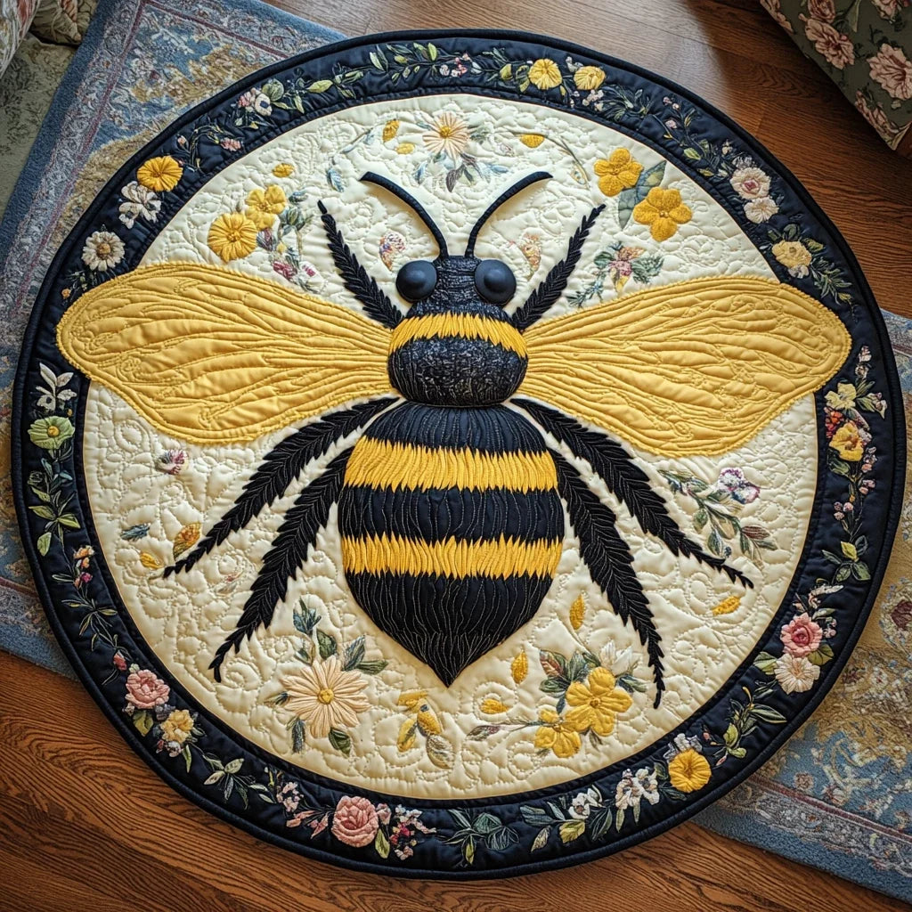 Golden Honey Trails Quilted Round Mat