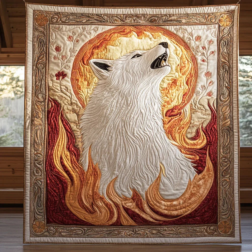 Golden Howl Quilt Blanket