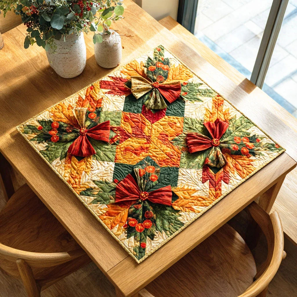 Golden Leaves Quilted Table Topper