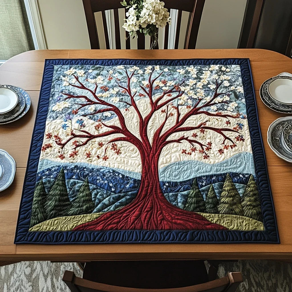 Golden Leaves Quilted Table Topper
