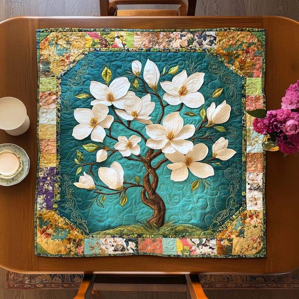 Golden Magnolia Quilted Table Topper