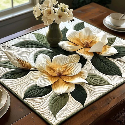 Golden Magnolia Quilted Table Topper