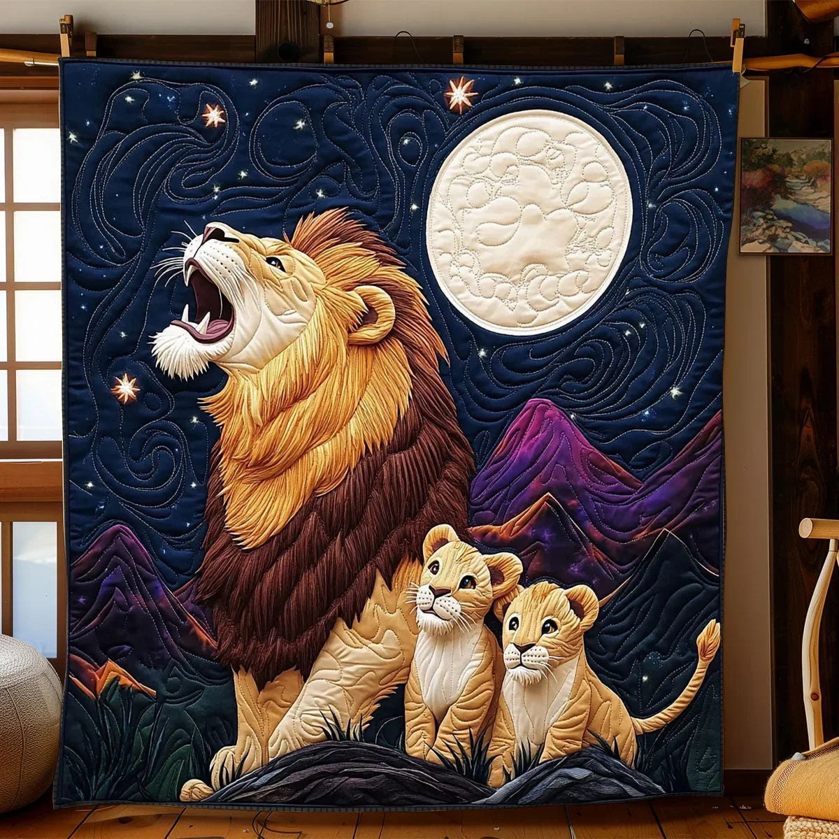 Golden Mane Eclipse Quilt Blanket