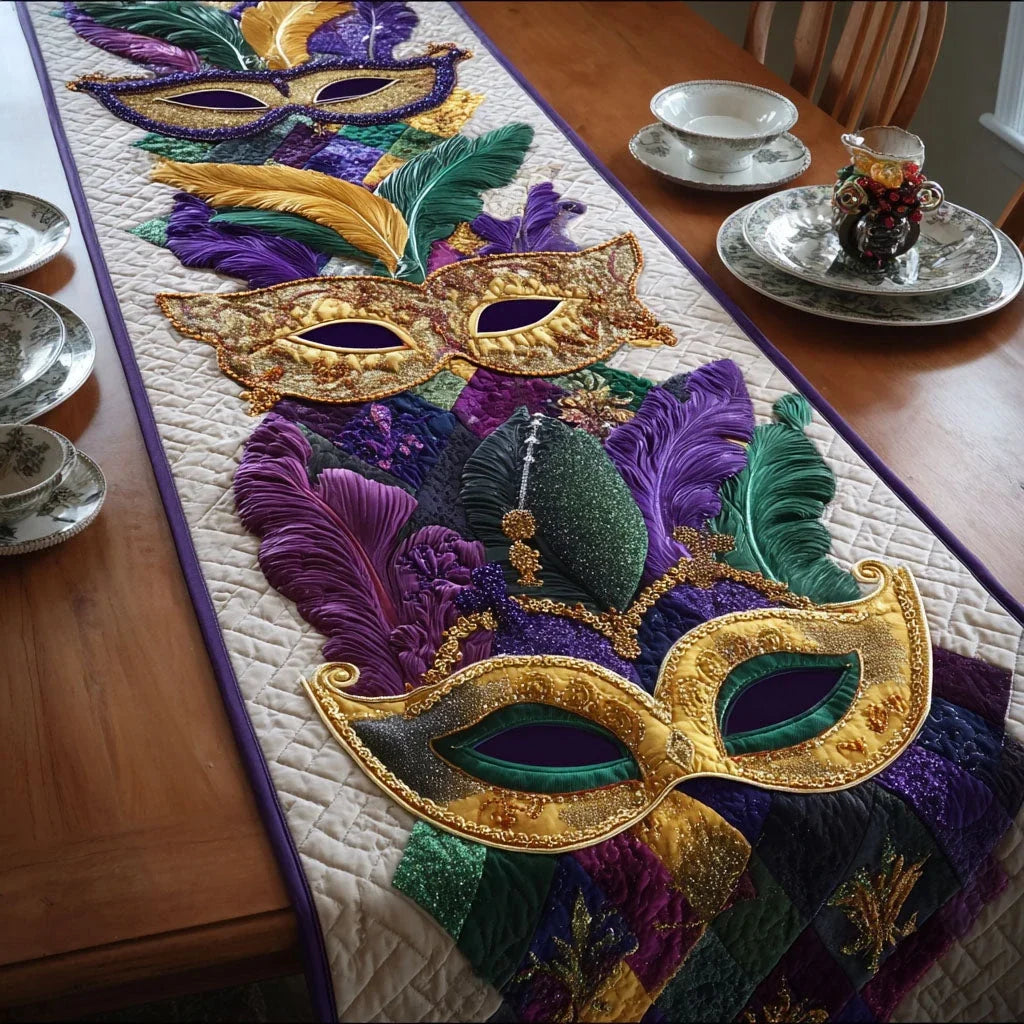 Golden Masquerade Quilted Table Runner