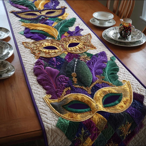 Golden Masquerade Quilted Table Runner