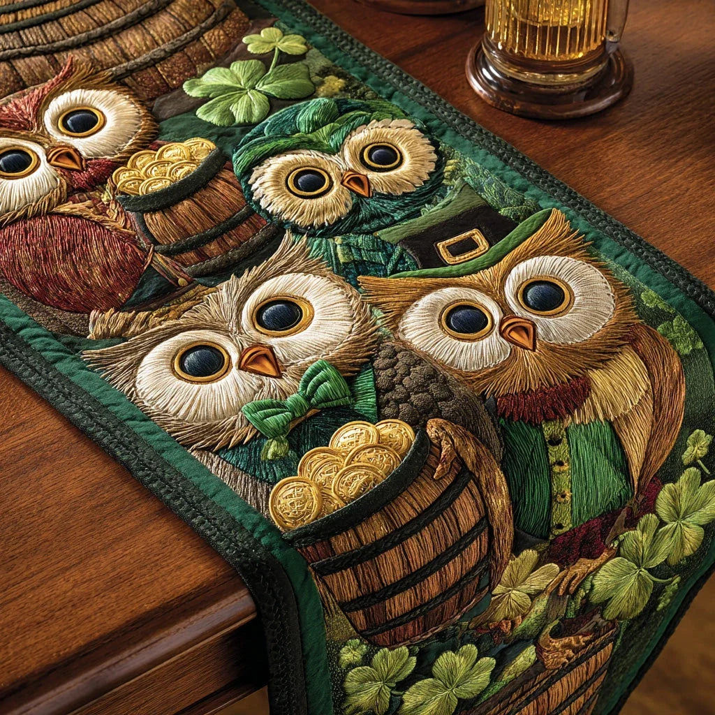Golden Owl Quilted Table Runner