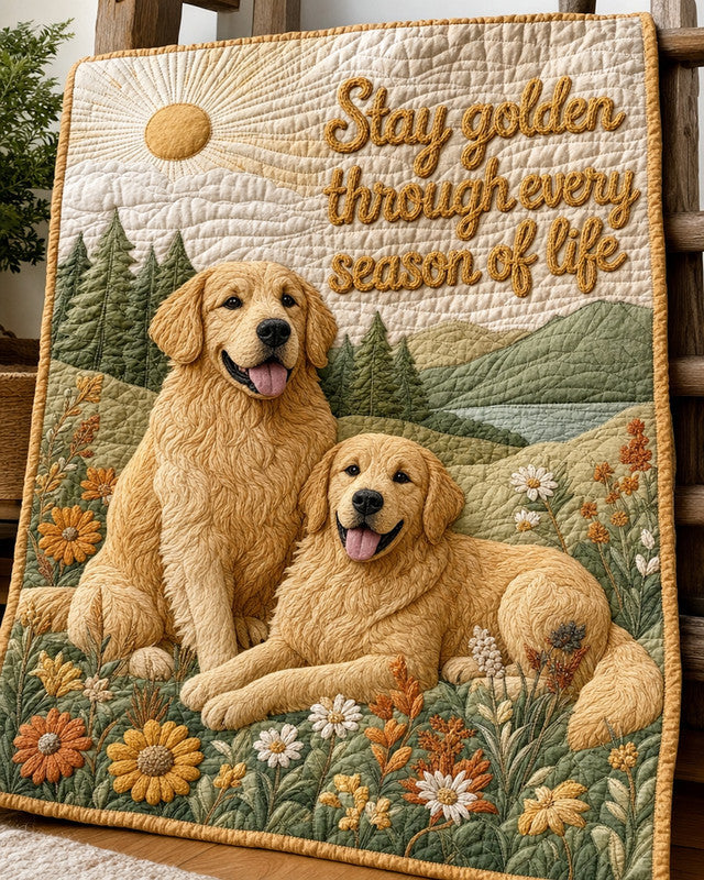 Golden Pair Quilt Blanket - Quilted Blanket by Wild and Way