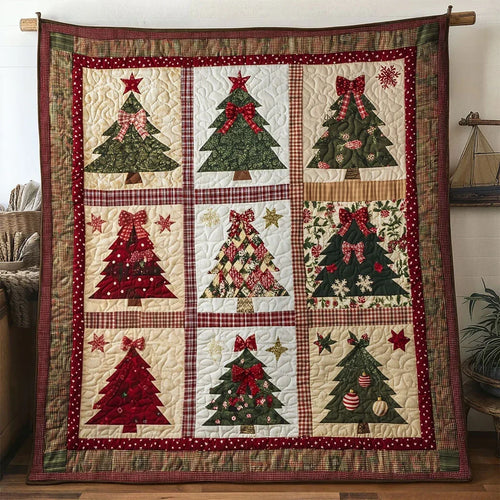 Golden Patch Christmas Tree Quilt Blanket