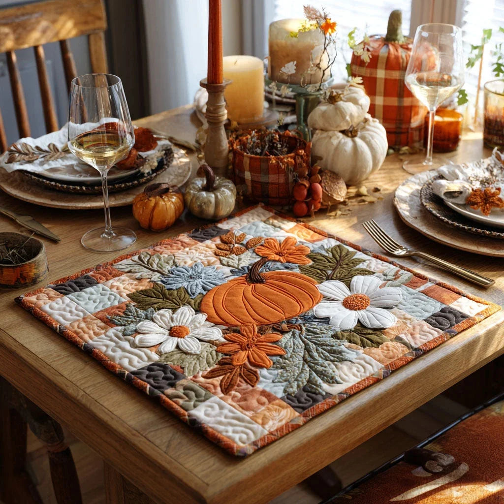 Golden Patch Quilted Table Topper