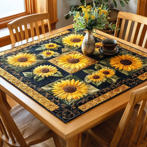 Golden Patch Sunflower Quilted Table Topper