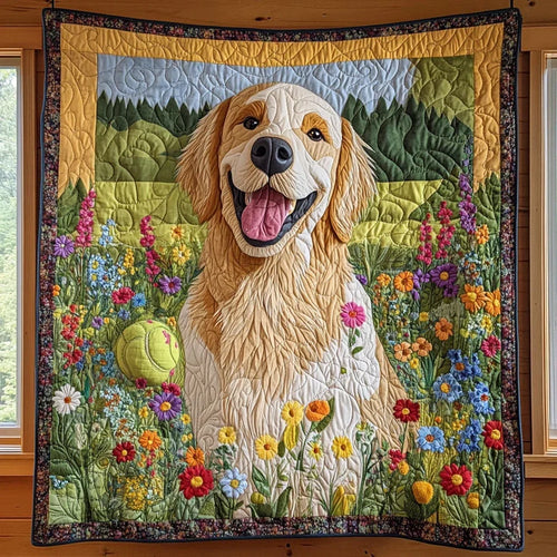 Golden Paws Quilt Blanket