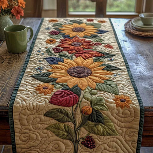Golden Petals Quilted Table Runner