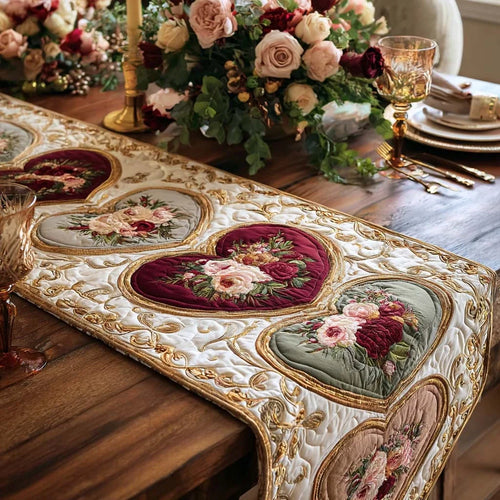Golden Petals Quilted Table Runner