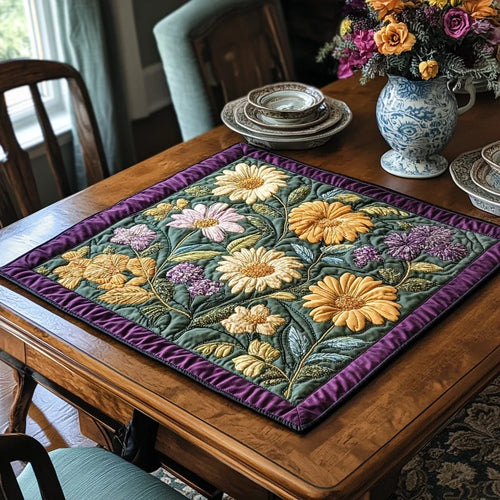 Golden Petals Quilted Table Topper