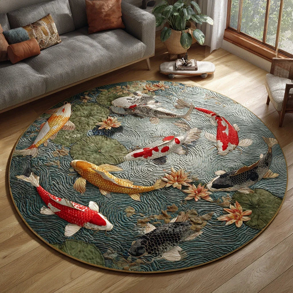 Golden Pond Koi Quilted Round Mat