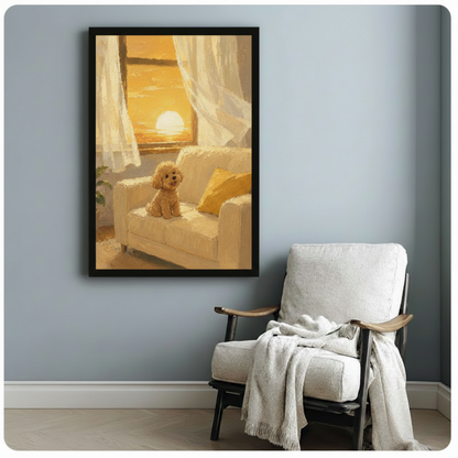 Golden Poodle Sunset Canvas Wall Art