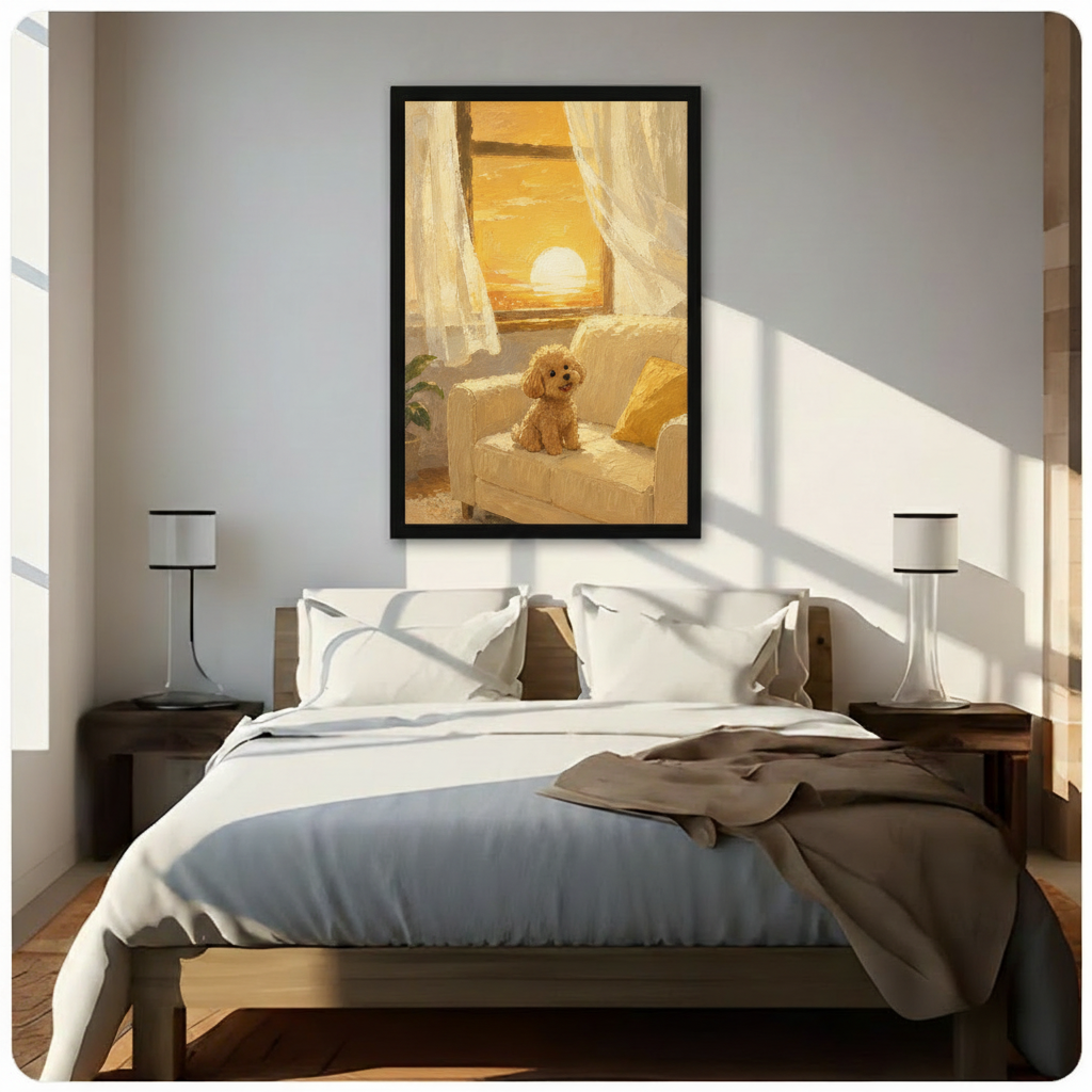 Golden Poodle Sunset Canvas Wall Art