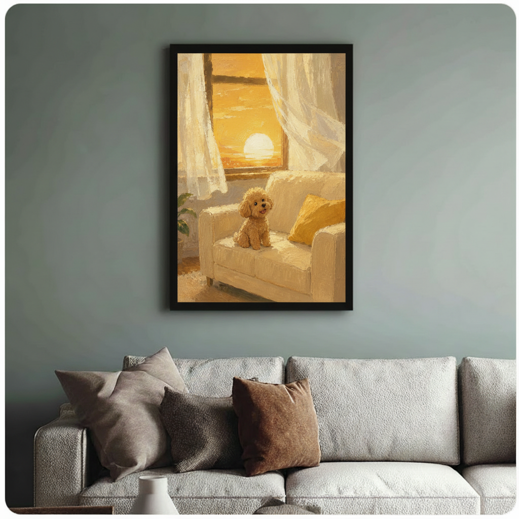 Golden Poodle Sunset Canvas Wall Art