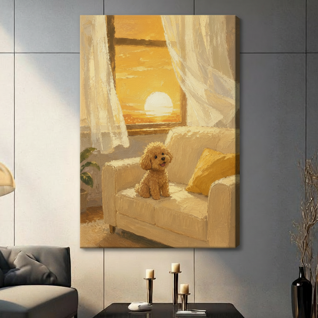Golden Poodle Sunset Canvas Wall Art