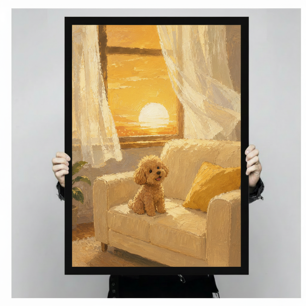 Golden Poodle Sunset Canvas Wall Art