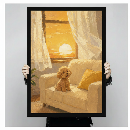 Golden Poodle Sunset Canvas Wall Art