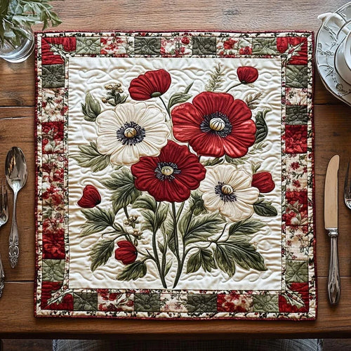 Golden Poppy Fields Quilted Table Topper