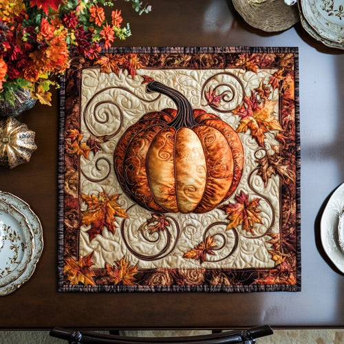 Golden Pumpkin Quilted Table Topper