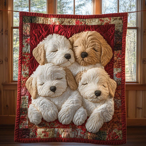 Golden Puppy Huddle Quilt Blanket