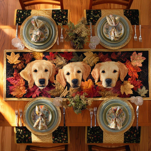 Golden Retriever Autumn Quilted Table Runner
