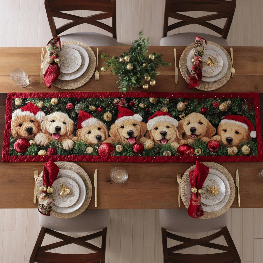 Golden Retriever Holly Quilted Table Runner