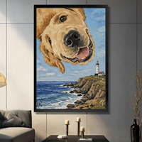 Golden Retriever Lighthouse Coastal Canvas Art