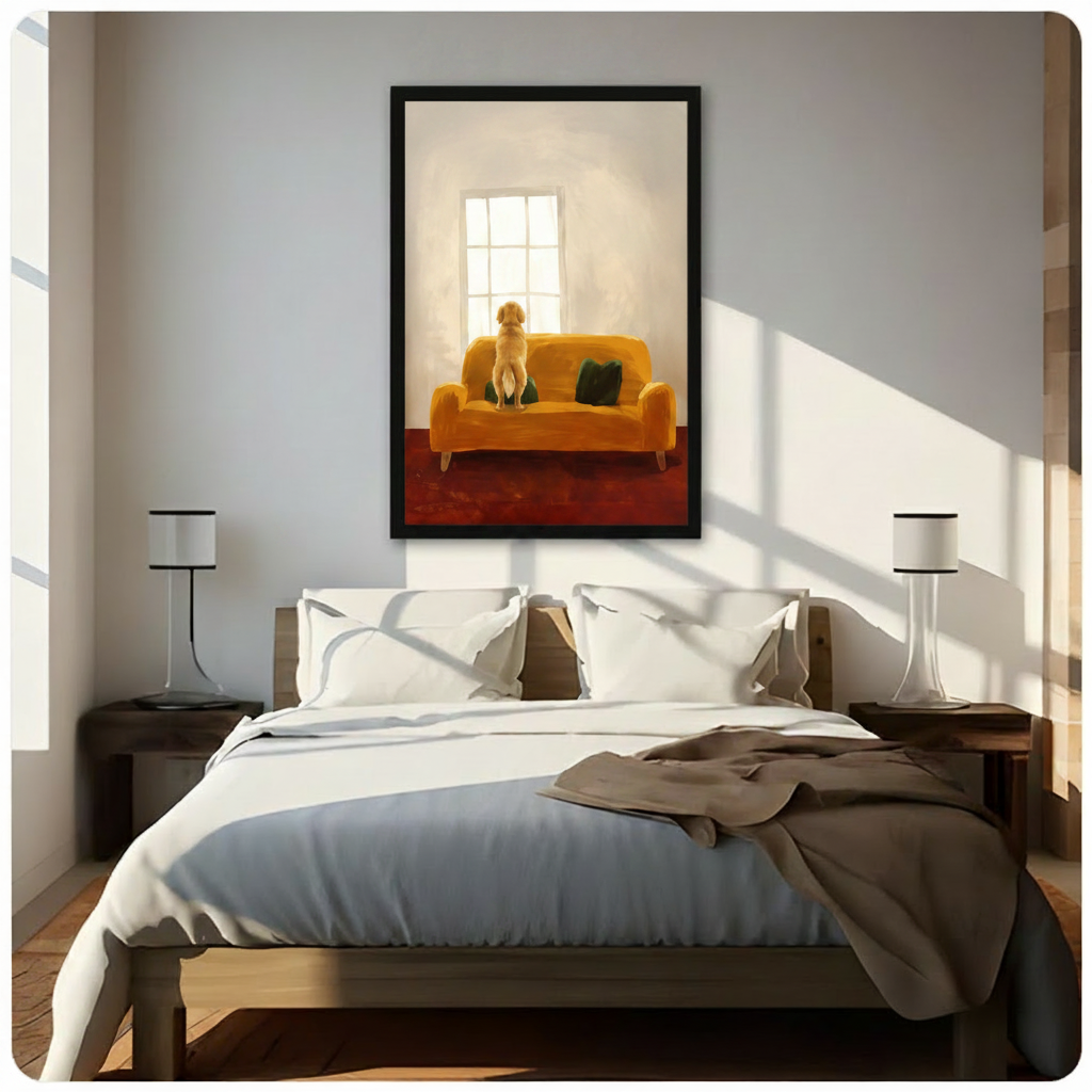 Golden Retriever Window Canvas Art | Dog Wall Decor