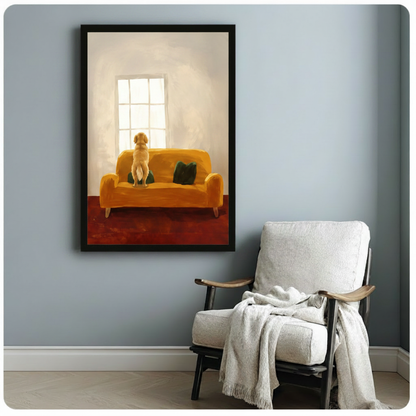 Golden Retriever Window Canvas Art | Dog Wall Decor