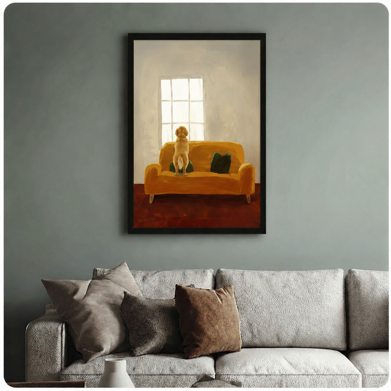 Golden Retriever Window Canvas Art | Dog Wall Decor