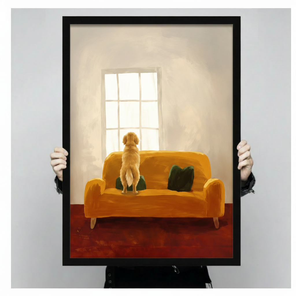 Golden Retriever Window Canvas Art | Dog Wall Decor