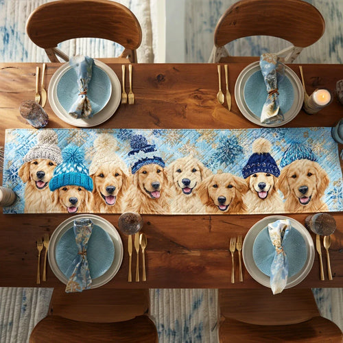Golden Retriever Winter Quilted Table Runner