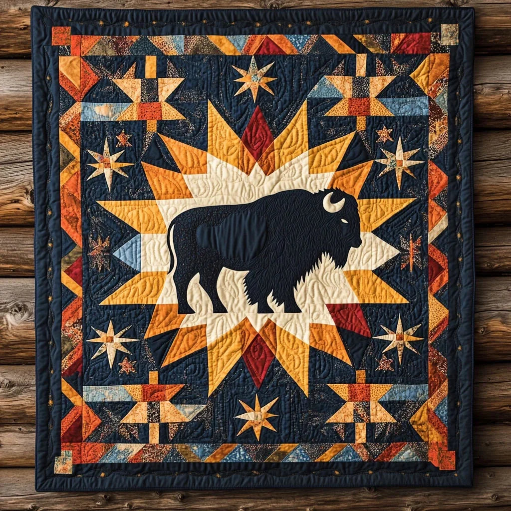 Golden Ridge Bison Quilt Blanket
